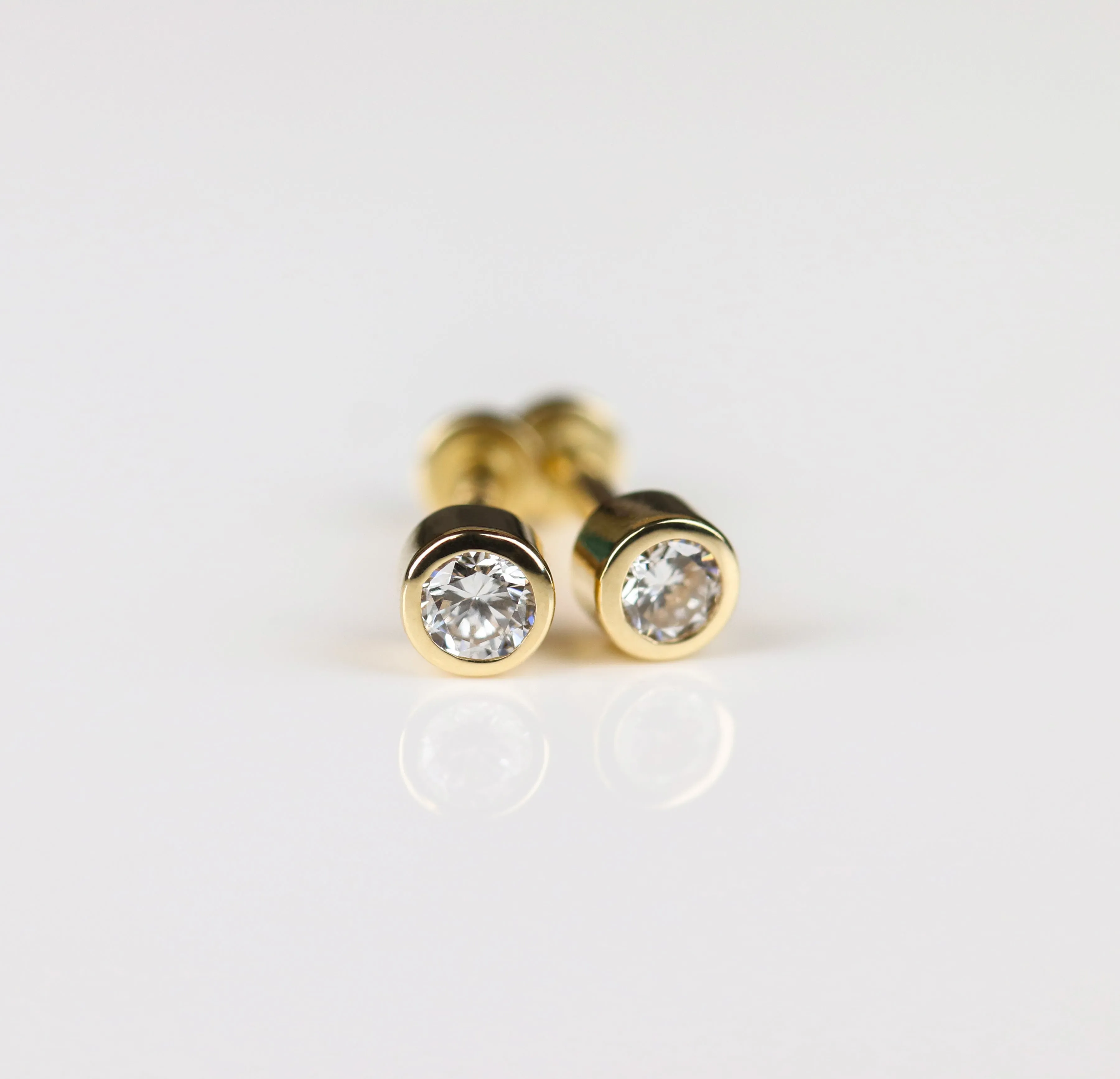 . Flat Back 2.5mm Diamond Stud Earrings