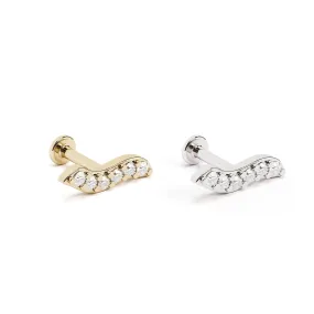 14K Gold Diamond Wave Stud