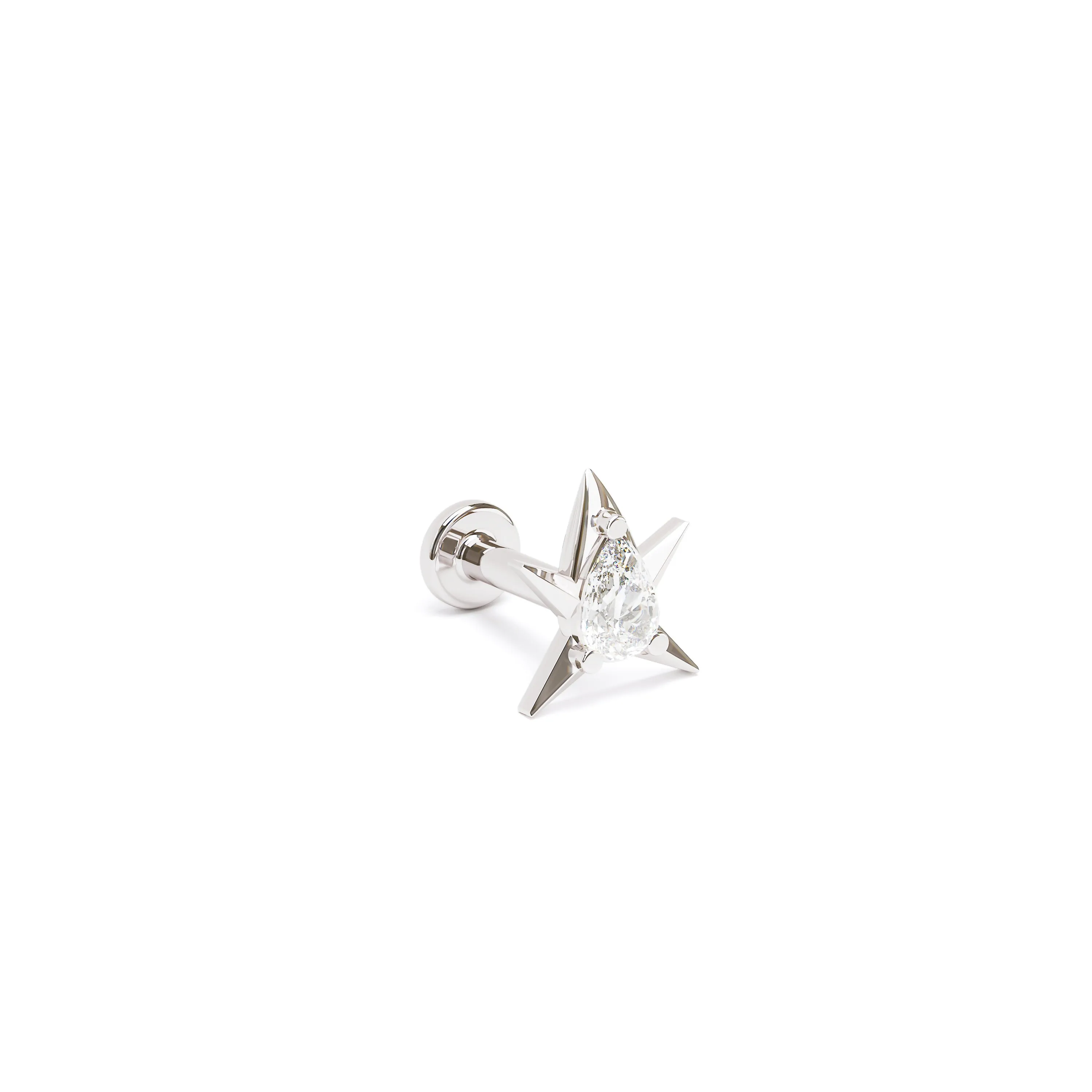 14K Gold Pear-Cut Diamond Star Labret Stud