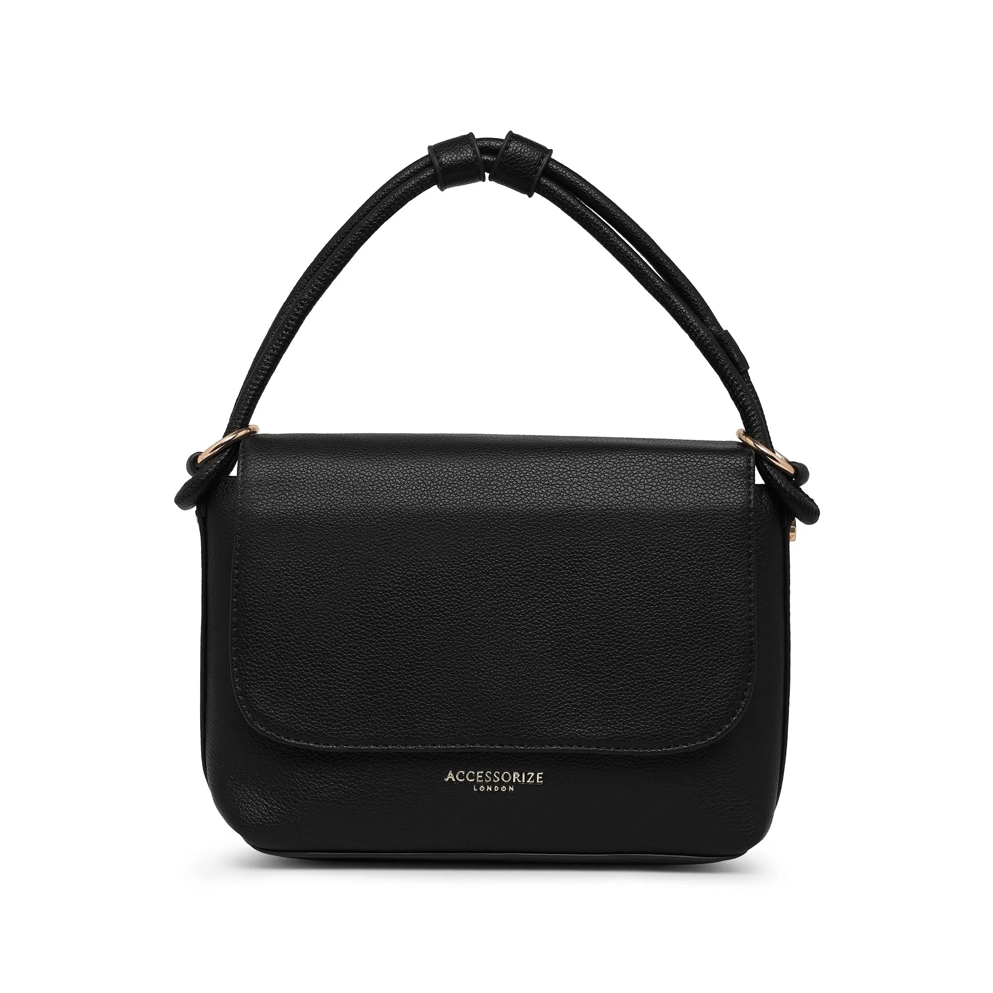 Accessorize London Women's Black Double Strap Handheld Bag