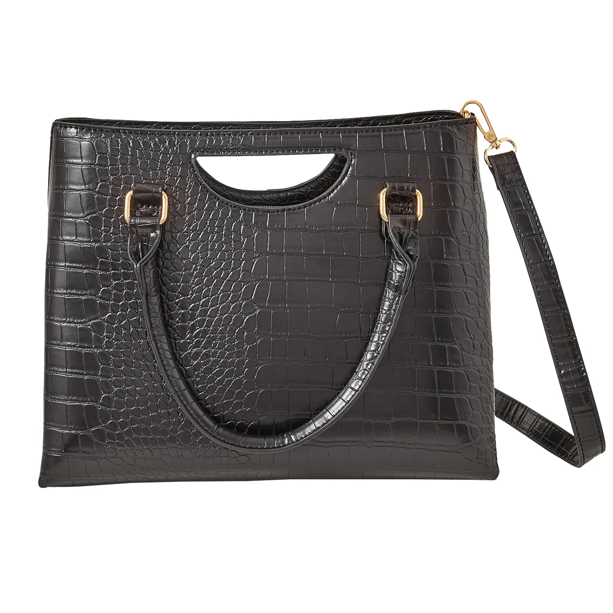 Accessorize London Women's Black Grab Handle Handheld Bag