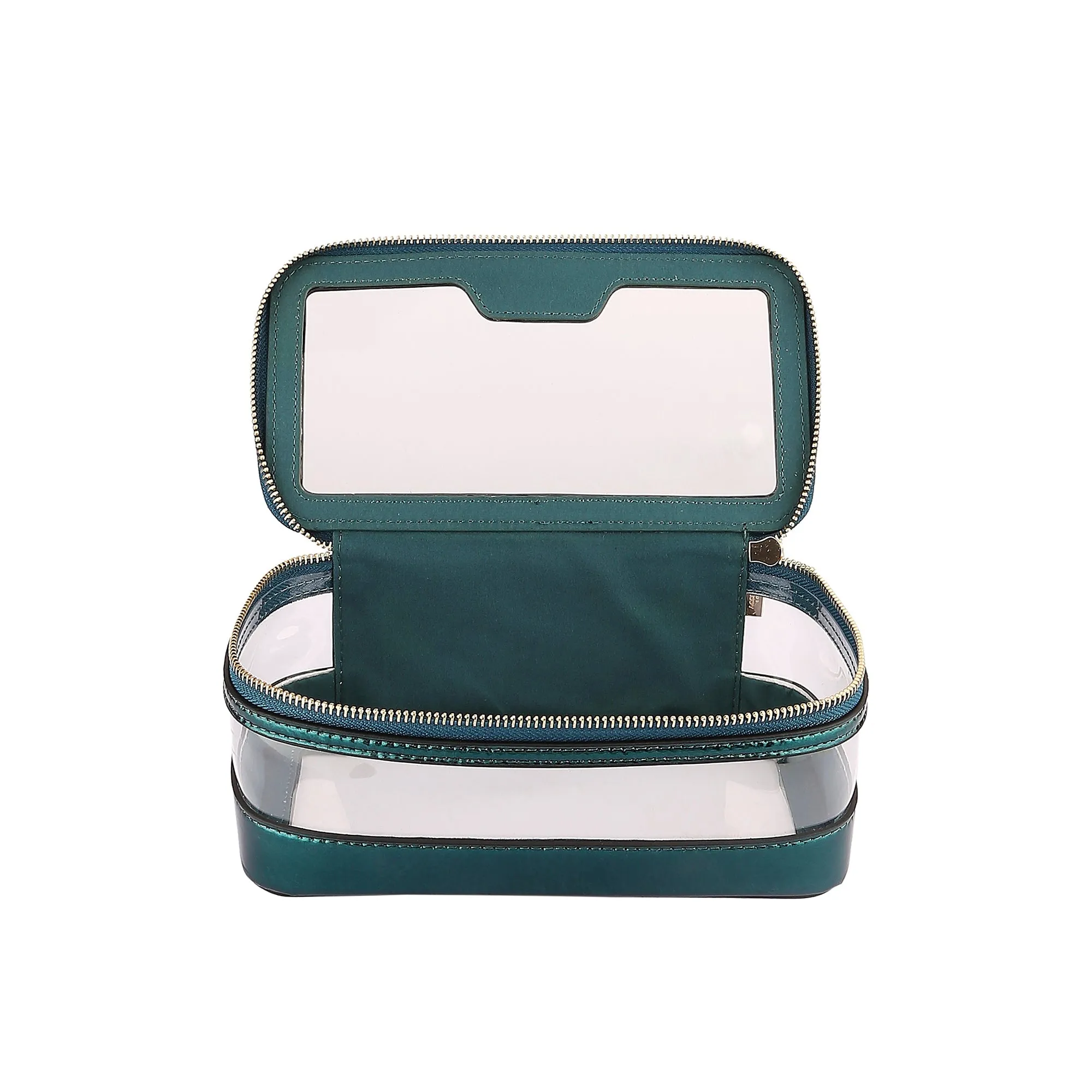 Accessorize London Women's Faux Leather Teal Clear Make Up Bag