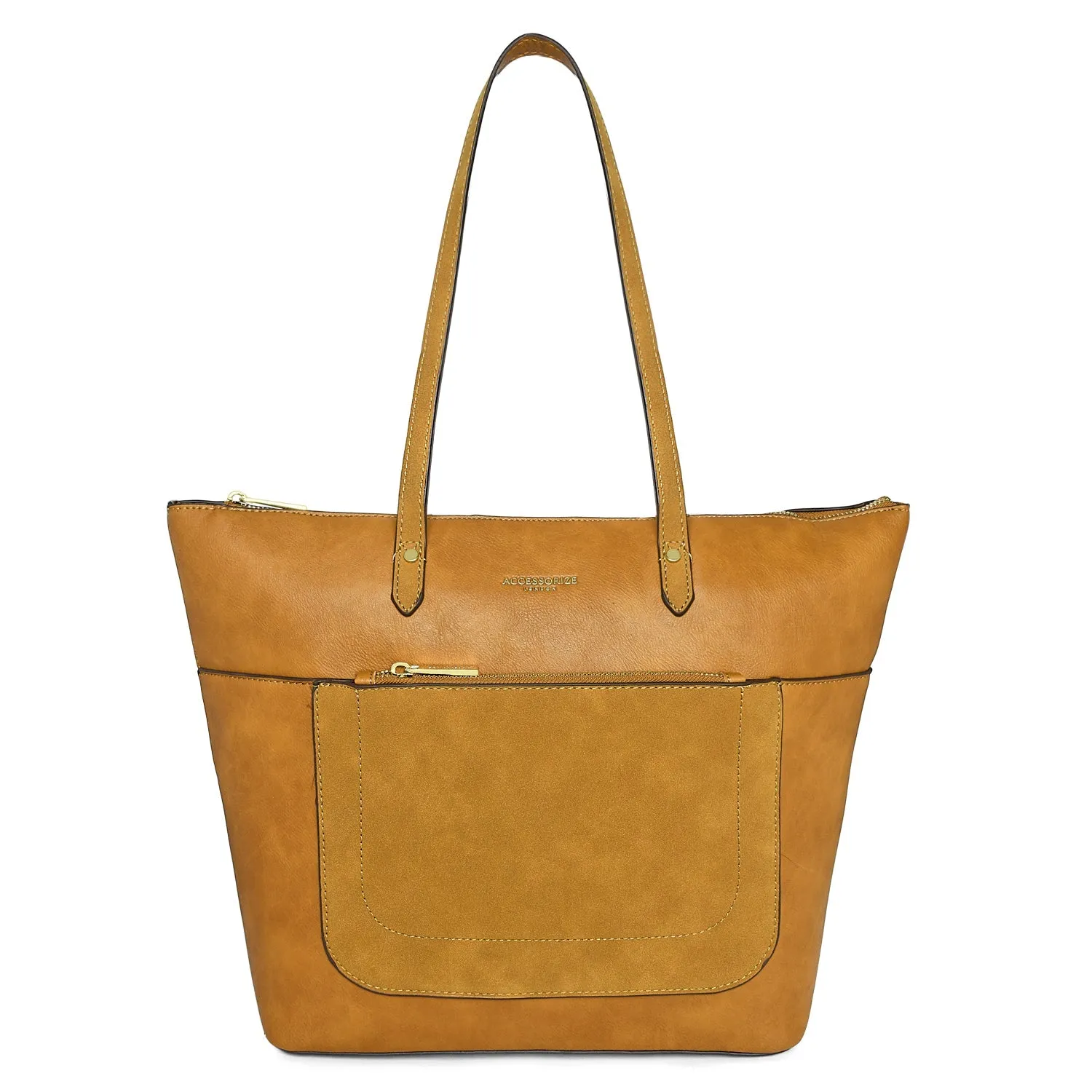 Accessorize London Women's Faux Leather Yellow Spacious Emily Tote Bag