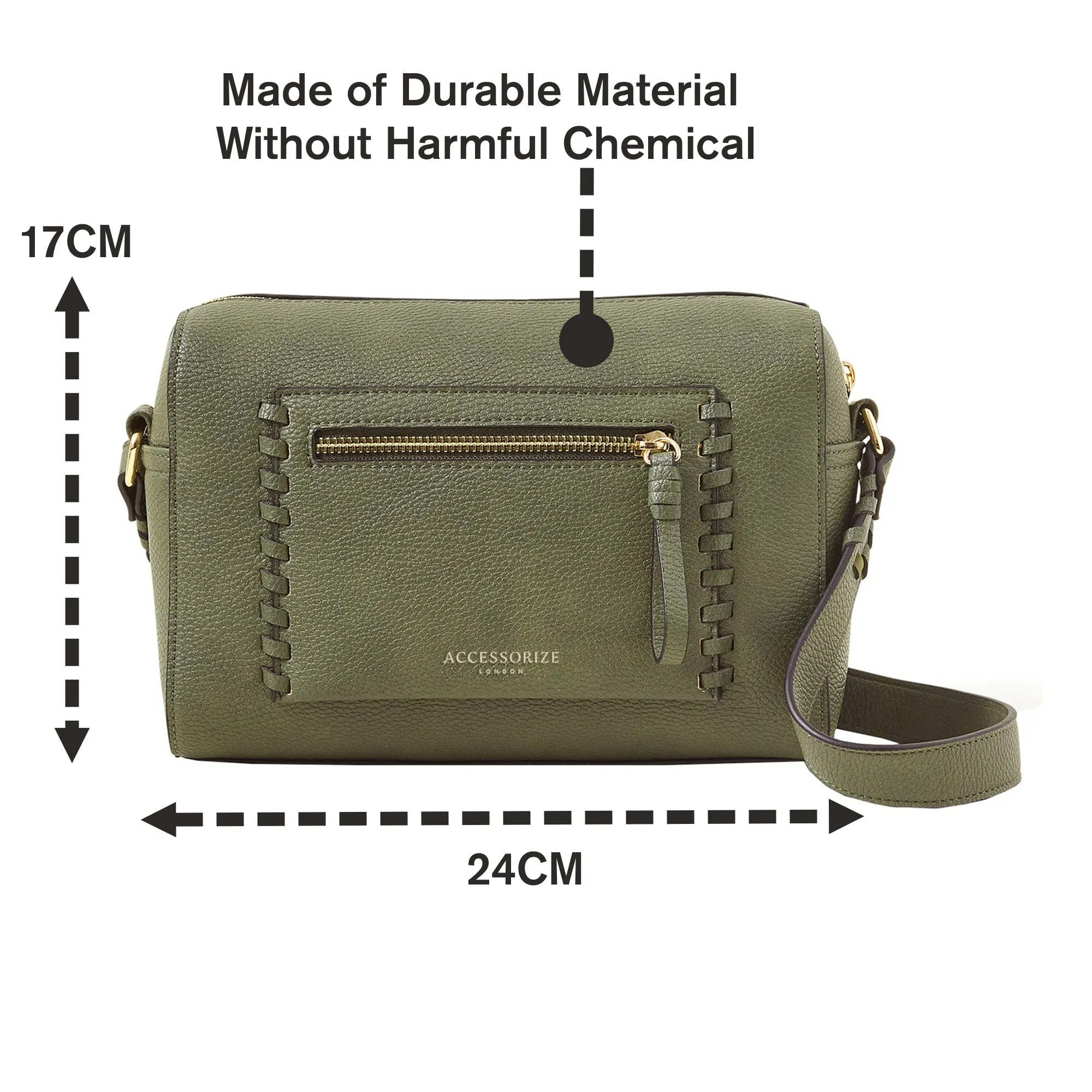 Accessorize London Women's Khaki Front Pocket Crossbody Bag