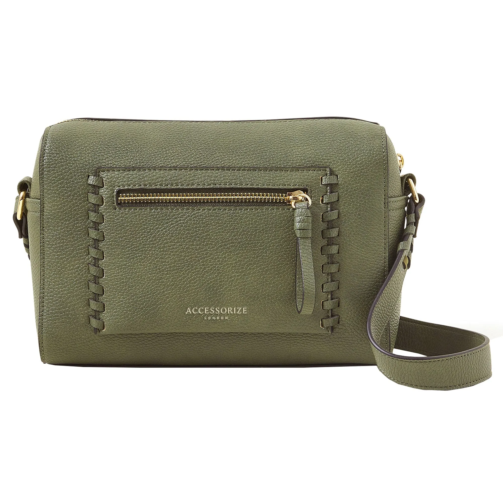 Accessorize London Women's Khaki Front Pocket Crossbody Bag