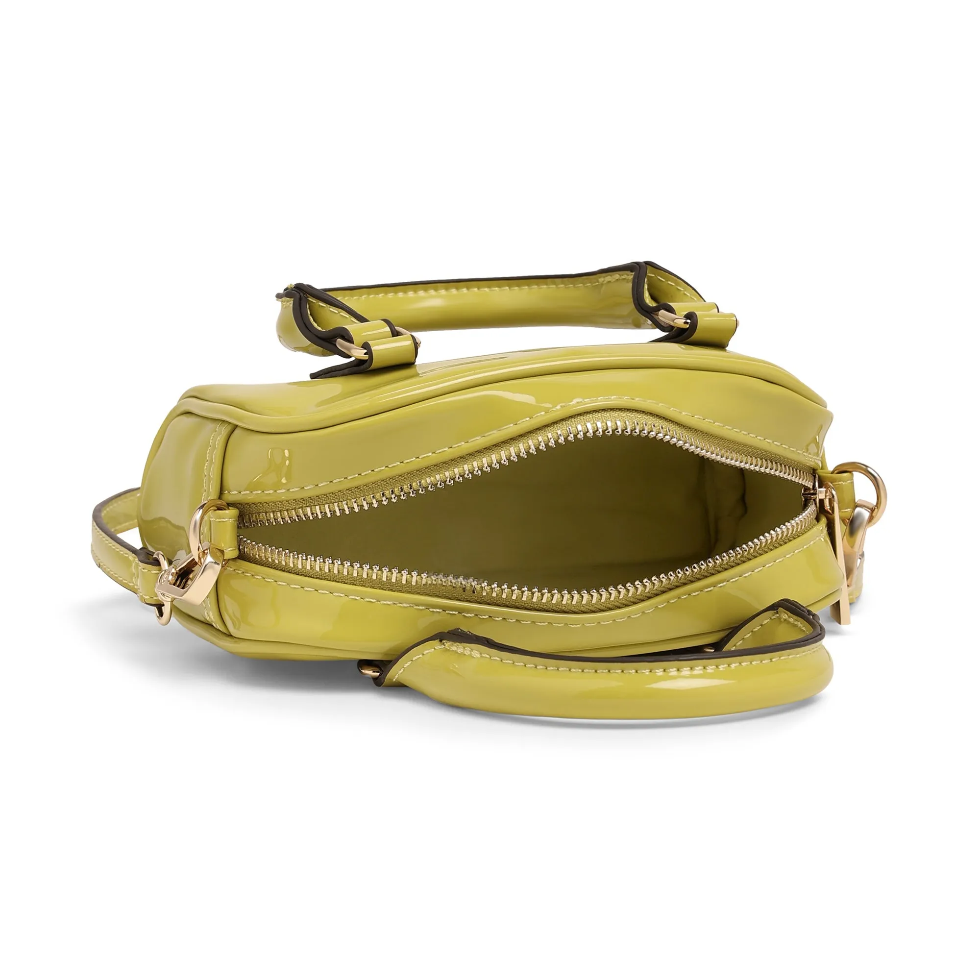 Accessorize London Women's Lime Small Patent Bowler Bag