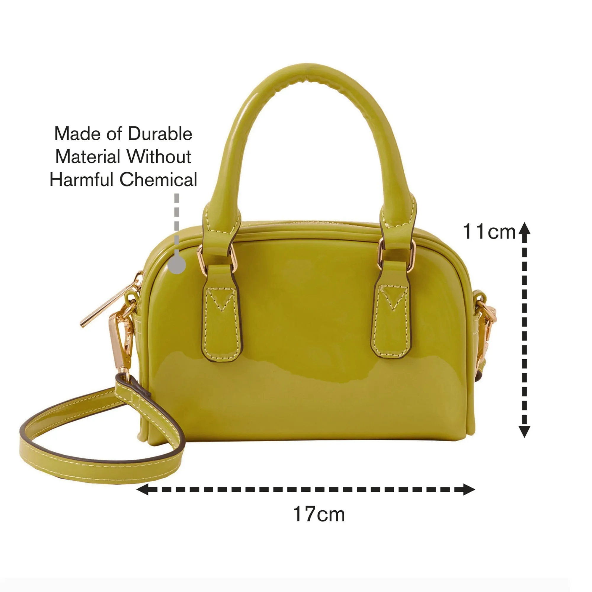 Accessorize London Women's Lime Small Patent Bowler Bag