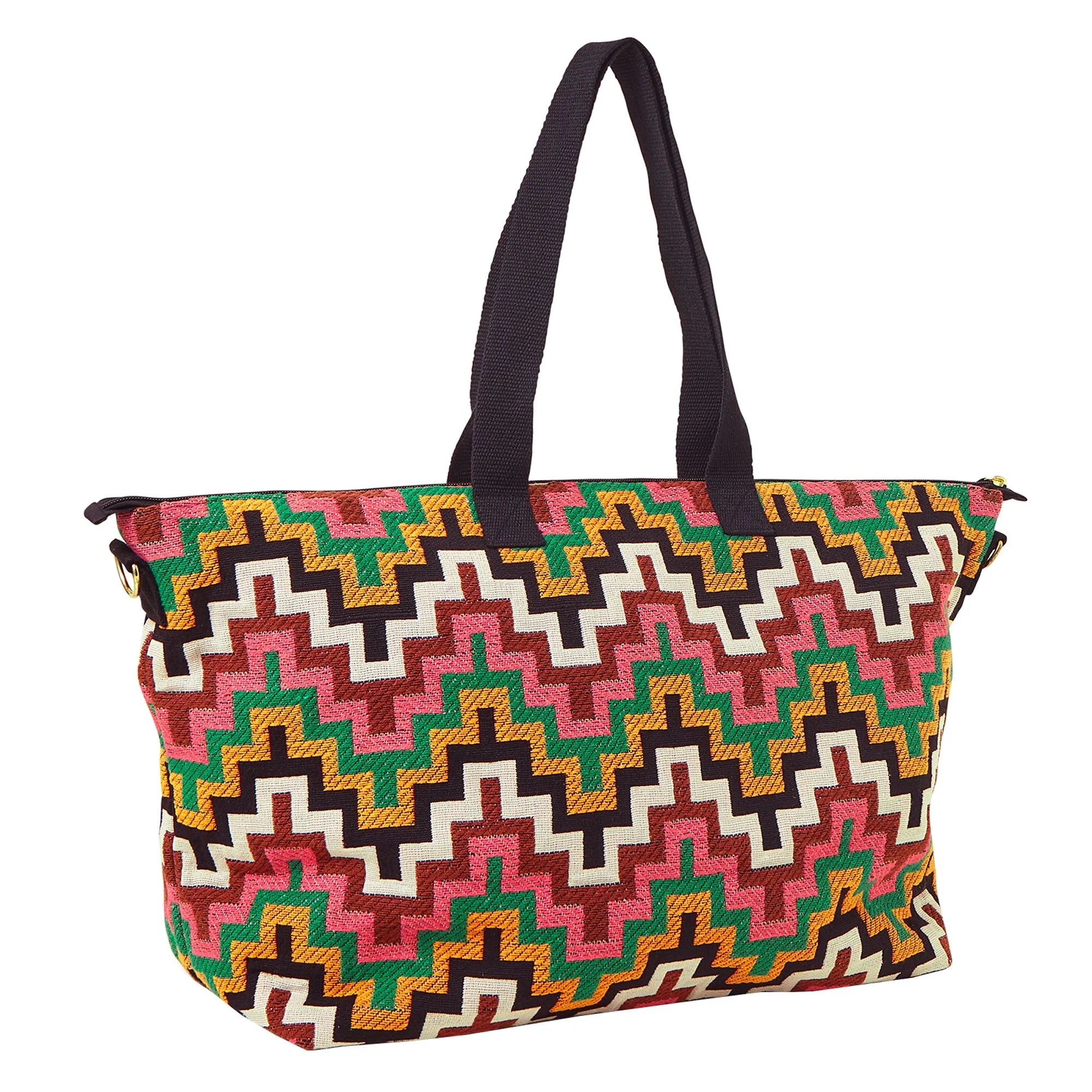 Accessorize London Women's Multi Geo Woven Weekender Bag