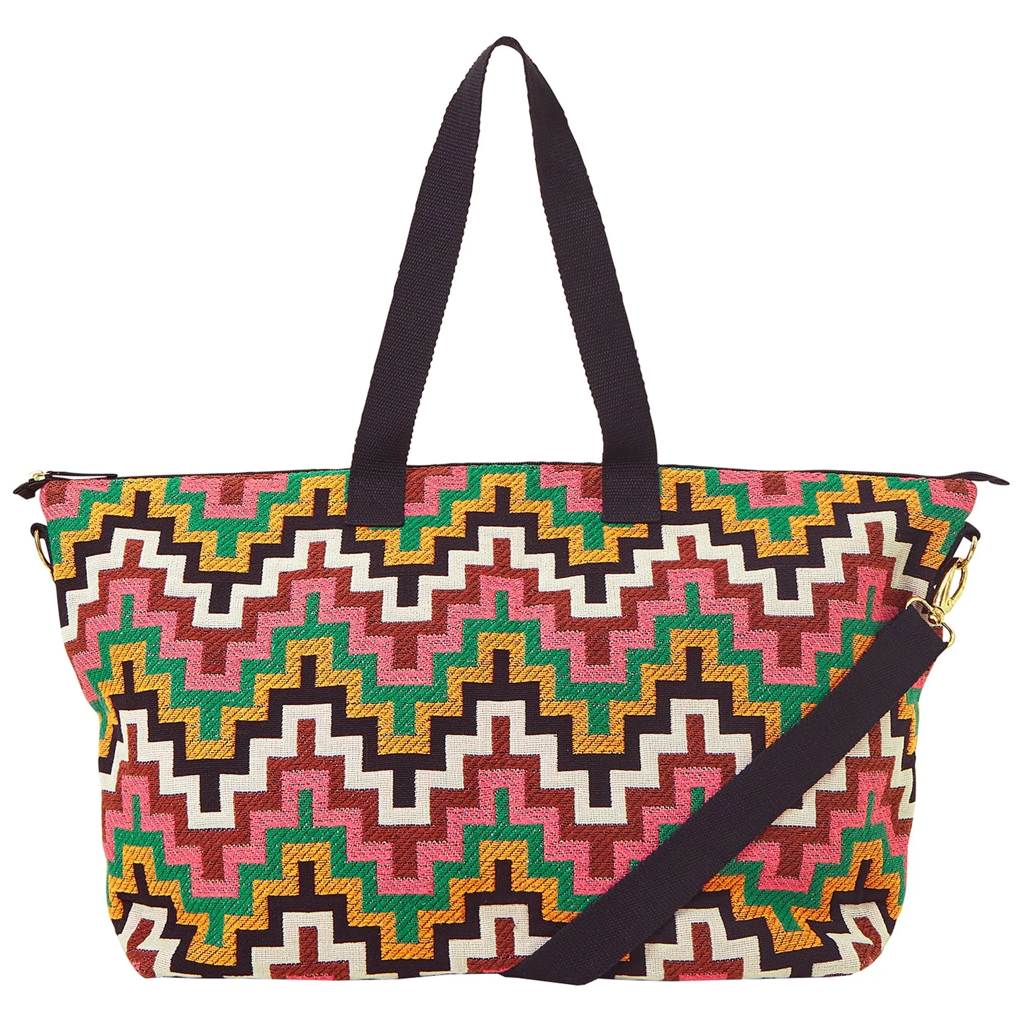 Accessorize London Women's Multi Geo Woven Weekender Bag