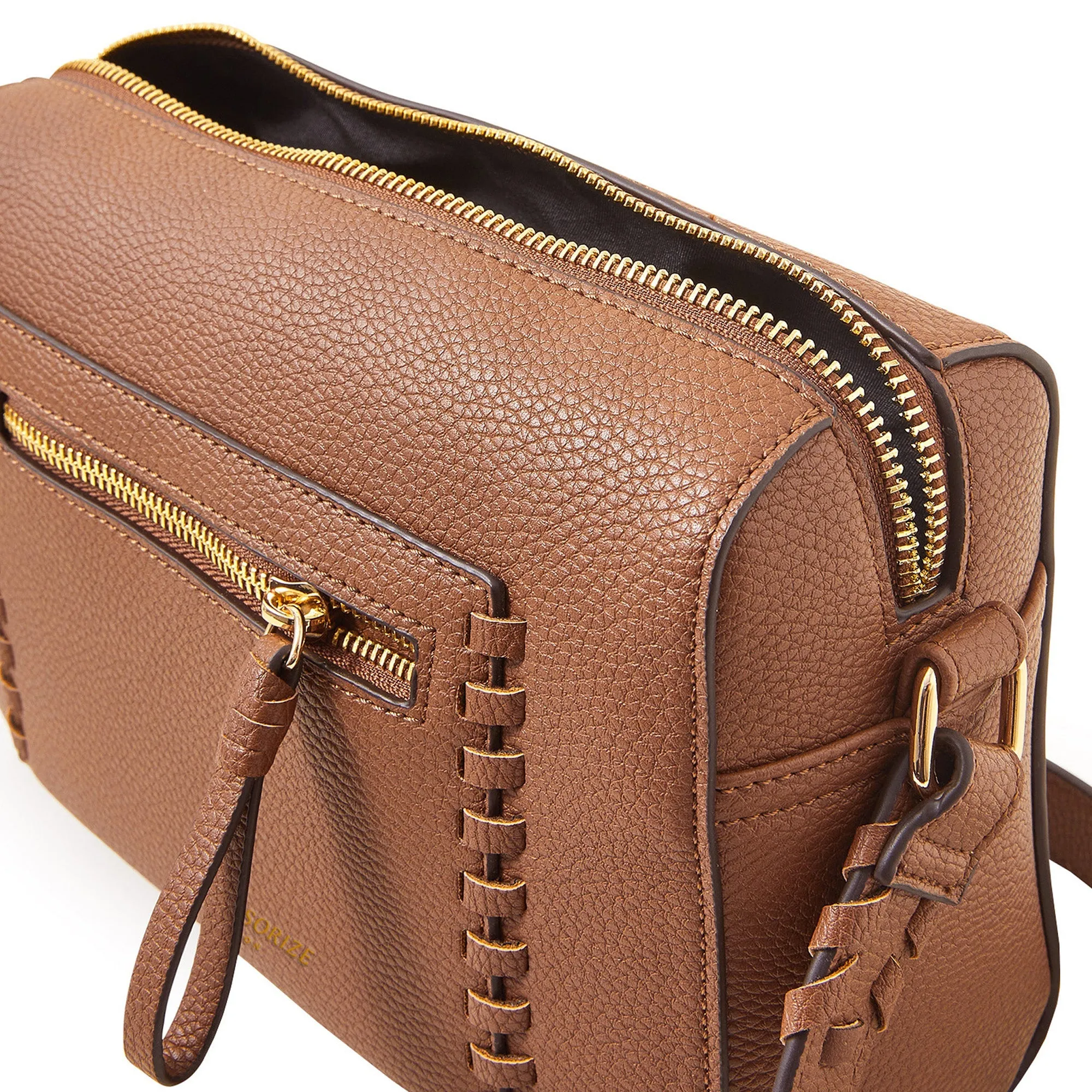 Accessorize London Women's Tan Front Pocket Crossbody Bag