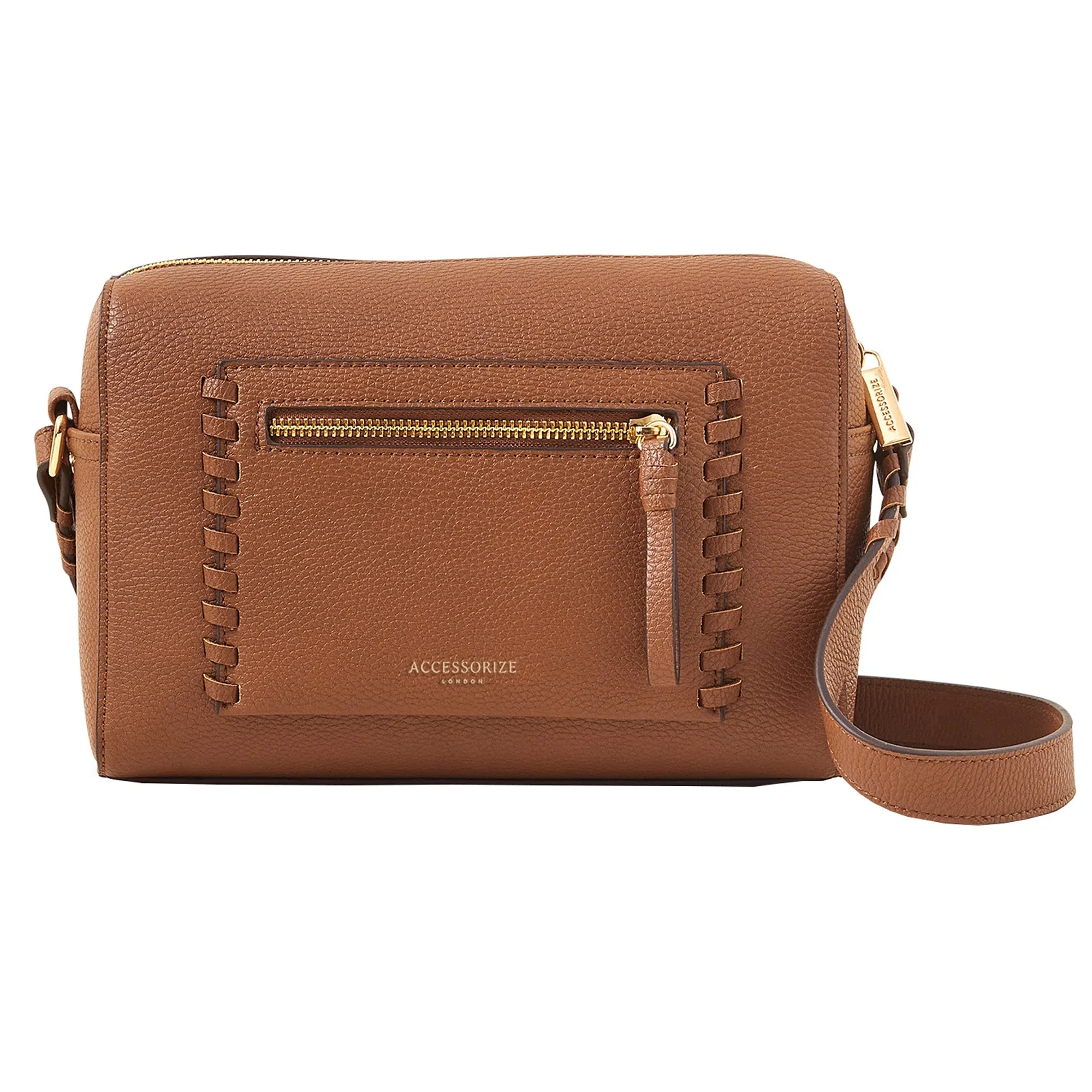 Accessorize London Women's Tan Front Pocket Crossbody Bag