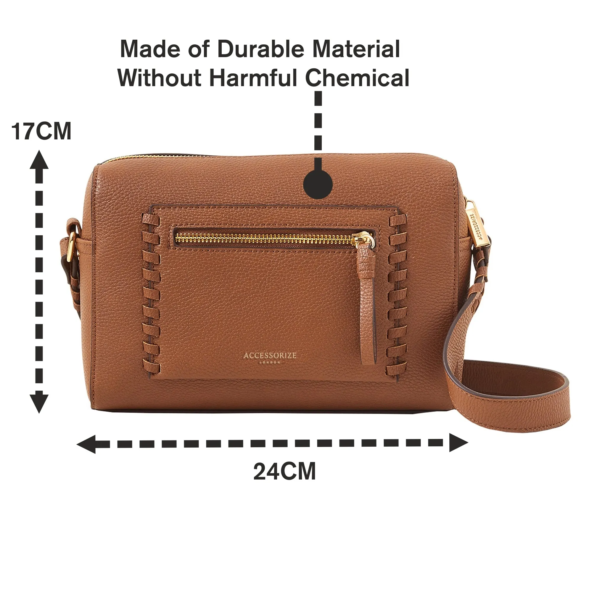 Accessorize London Women's Tan Front Pocket Crossbody Bag