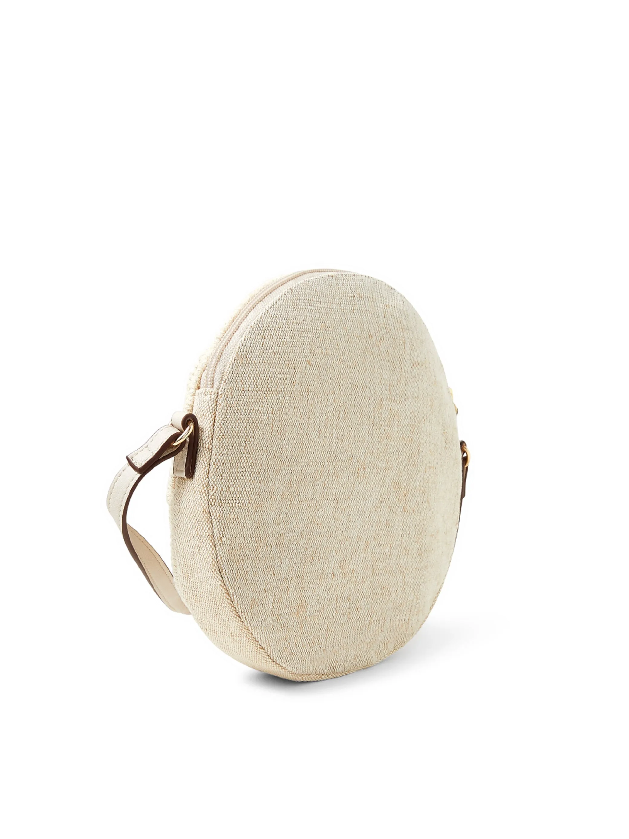 Accessorize London Women's White Fabric Mila Macrame Round Sling Bag