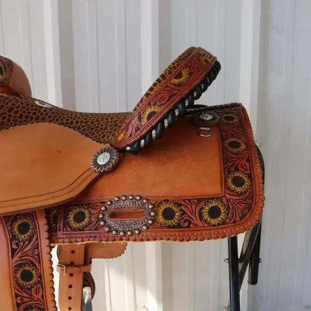 Alamo 14.5 Sunflower Border Barrel Saddle