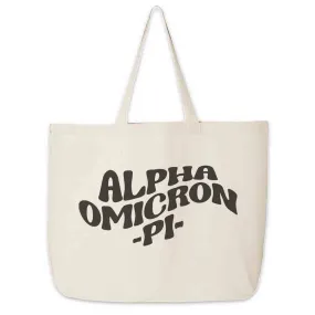 Alpha Omicron Pi Large Canvas Sorority Tote Bag with Simple Mod Design