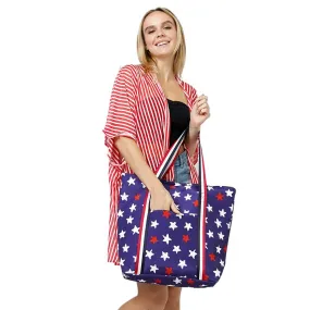 American USA Flag Star Print Tote Bag