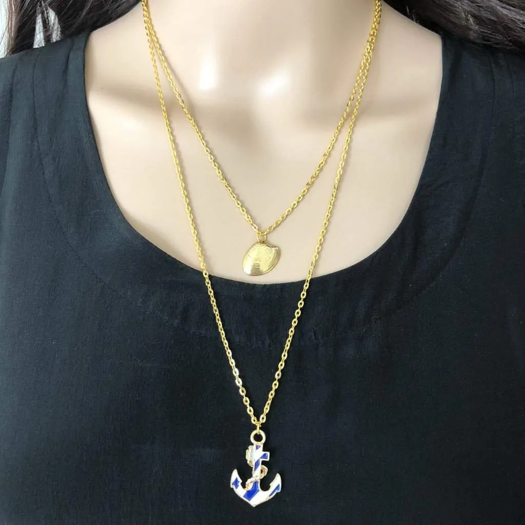 Anchor Gold Layered Nautical Necklace