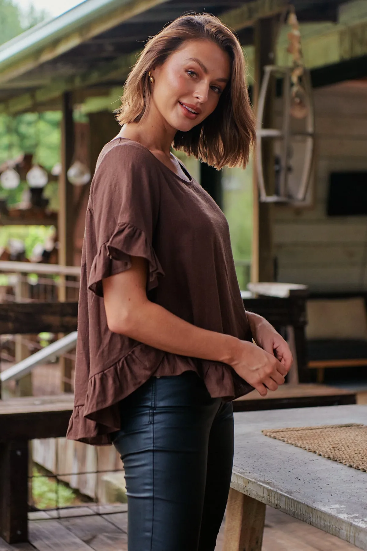 Aries Brown Linen Tee