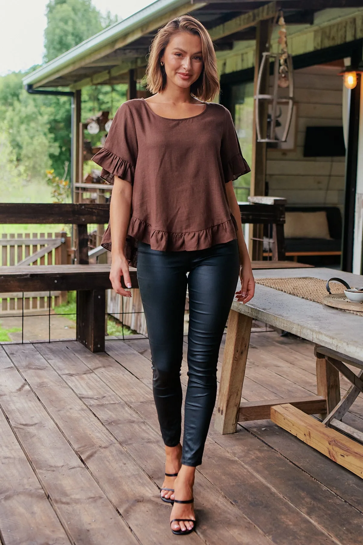 Aries Brown Linen Tee