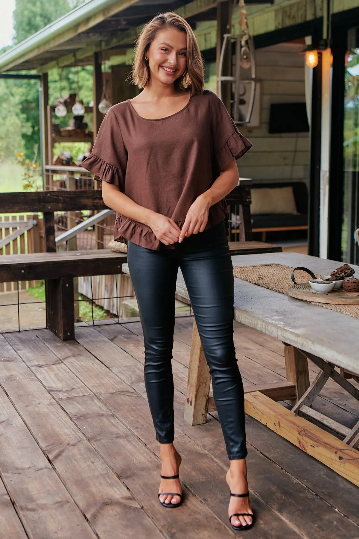 Aries Brown Linen Tee