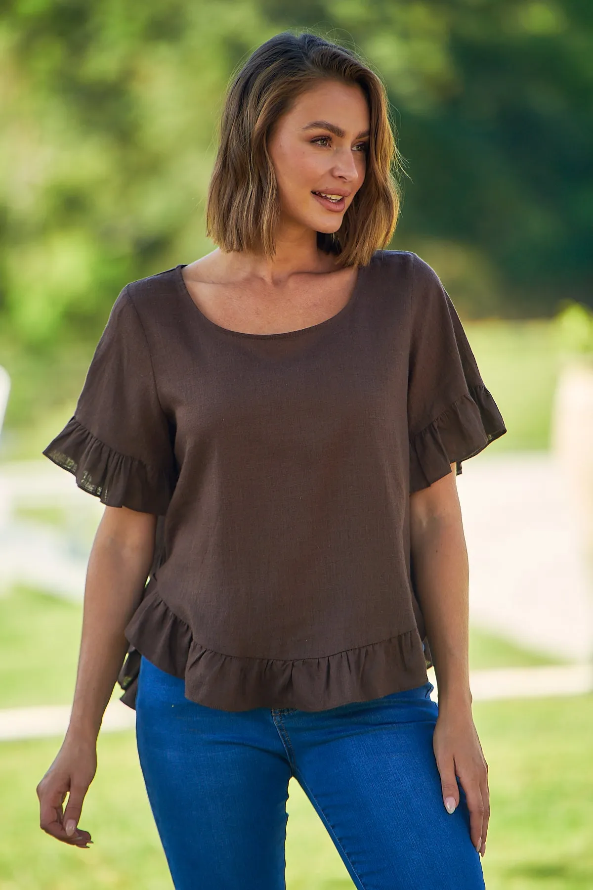 Aries Brown Linen Tee