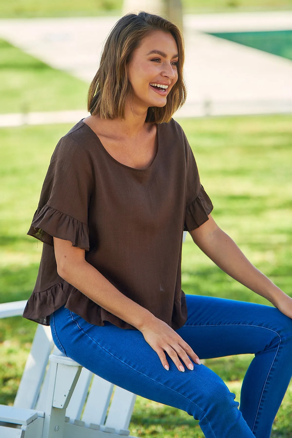 Aries Brown Linen Tee