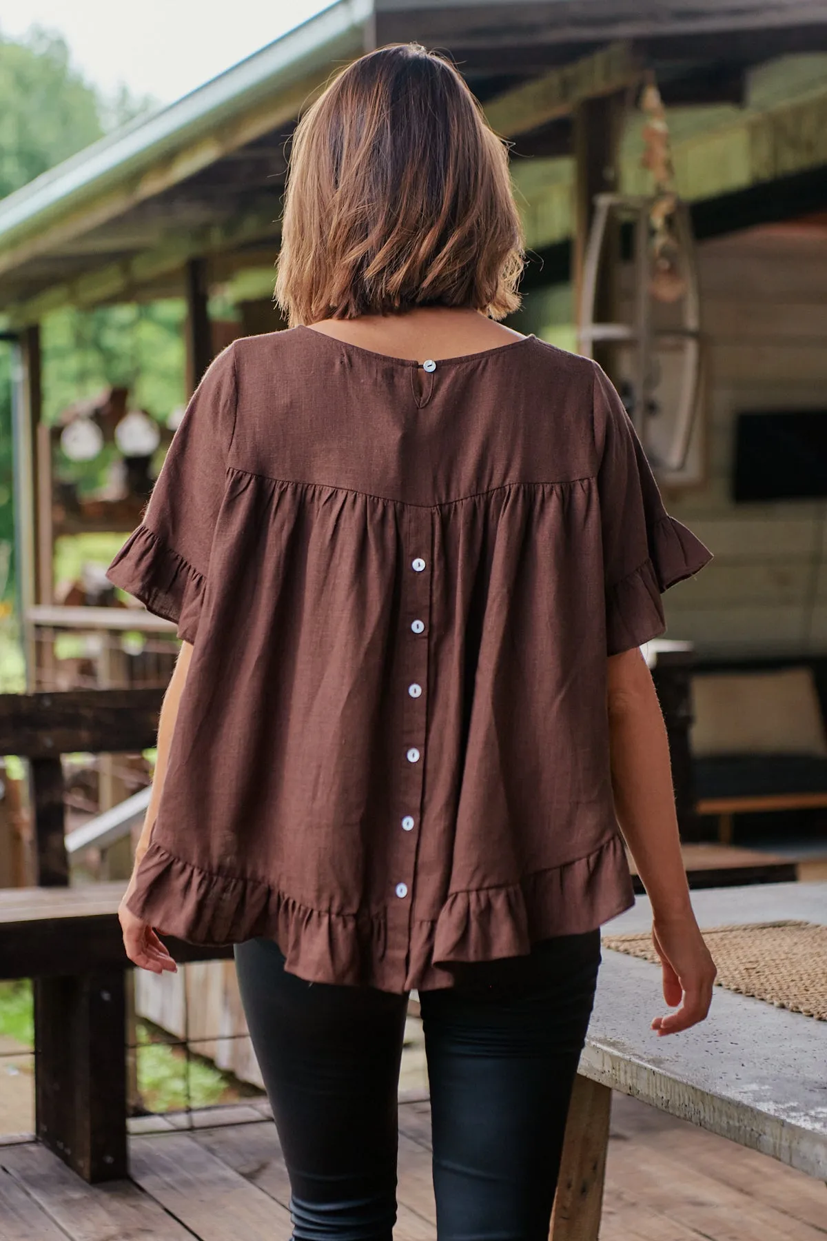 Aries Brown Linen Tee