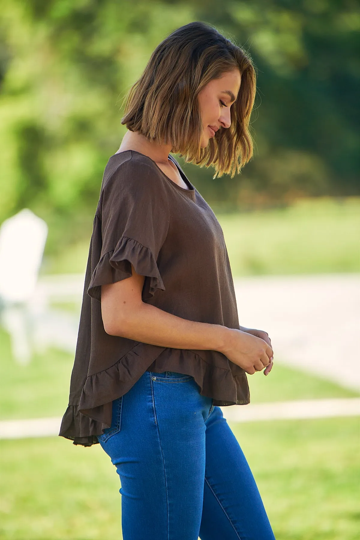 Aries Brown Linen Tee