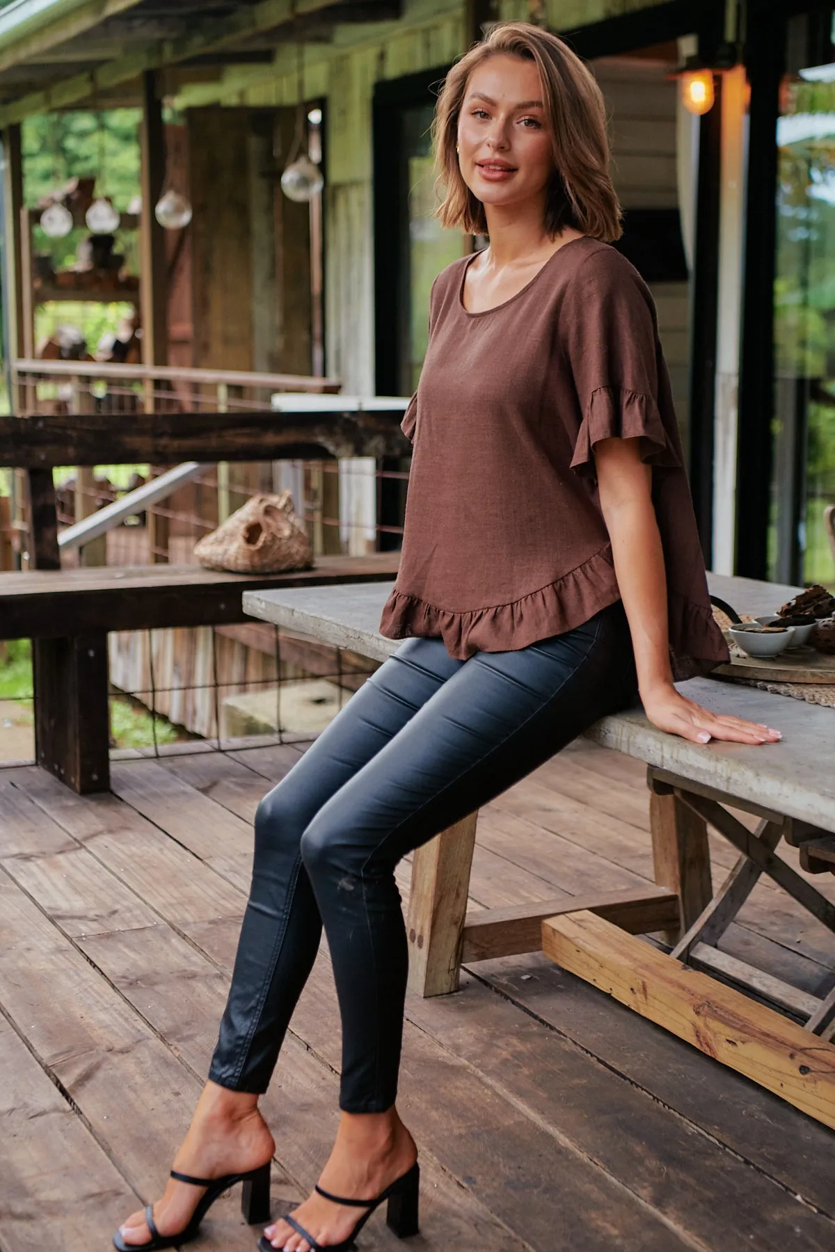 Aries Brown Linen Tee