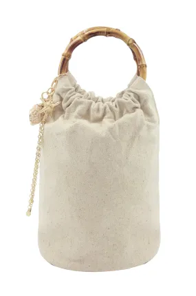 Beige Bucket Bag with Starfish & Shell Tassel