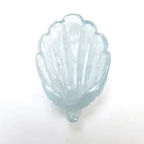 BLUE AQUAMARINE Gemstone Carving  : 21.90cts Natural Untreated Aqua Hand Carved Sea Shell 33*23mm (With Video)