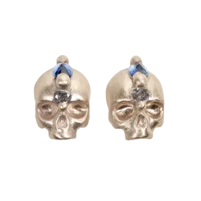 Blue Island Of Idols Skull Stud Earrings in White- 11649