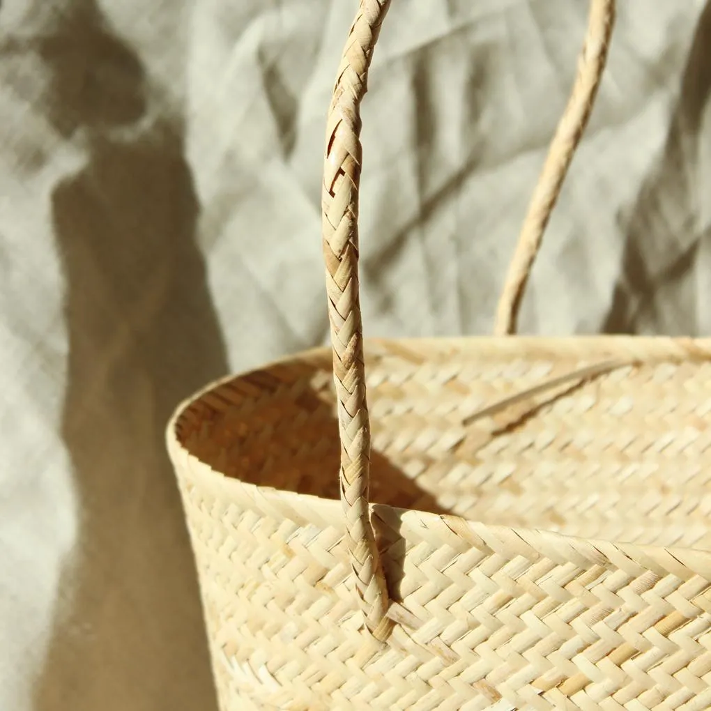 Borneo Serena Straw Tote Bag With Nude Beige Pom-Poms