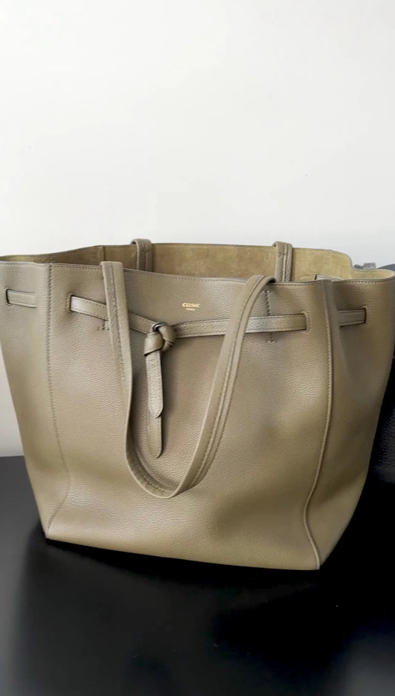 Celine Olive Green Leather Phantom Cabas Tote Bag