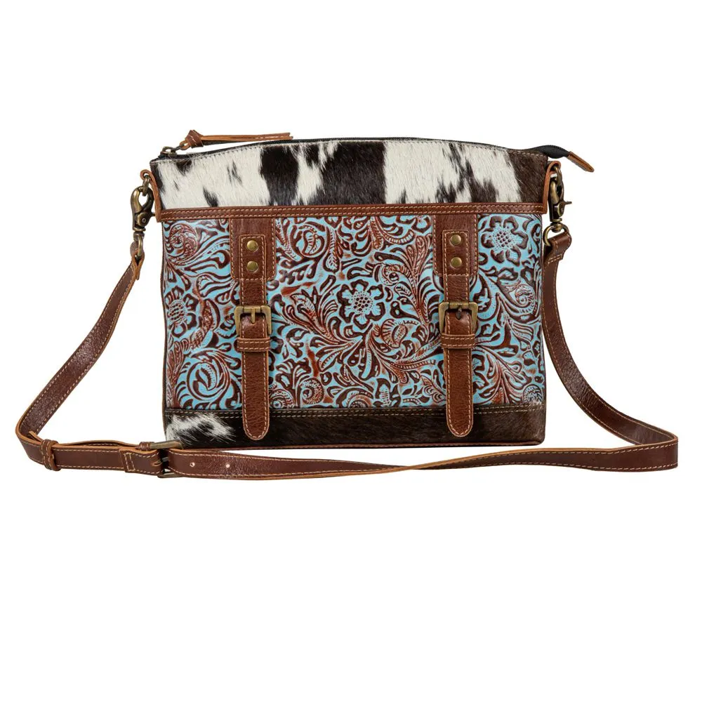 Clara Mae Hand-tooled Accent Canvas Hairon Bag