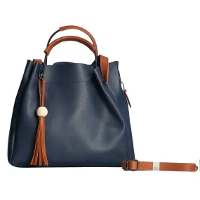 Dark Blue Zipper Shoulder Bag For Women