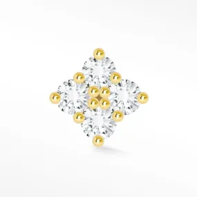 Diamond Flat Back Earring Clover 14k Yellow