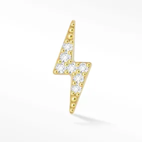 Diamond Flat Back Earring Lightning Bolt 14k Yellow