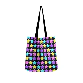 Electric Star Wave Black Canvas Tote Bag