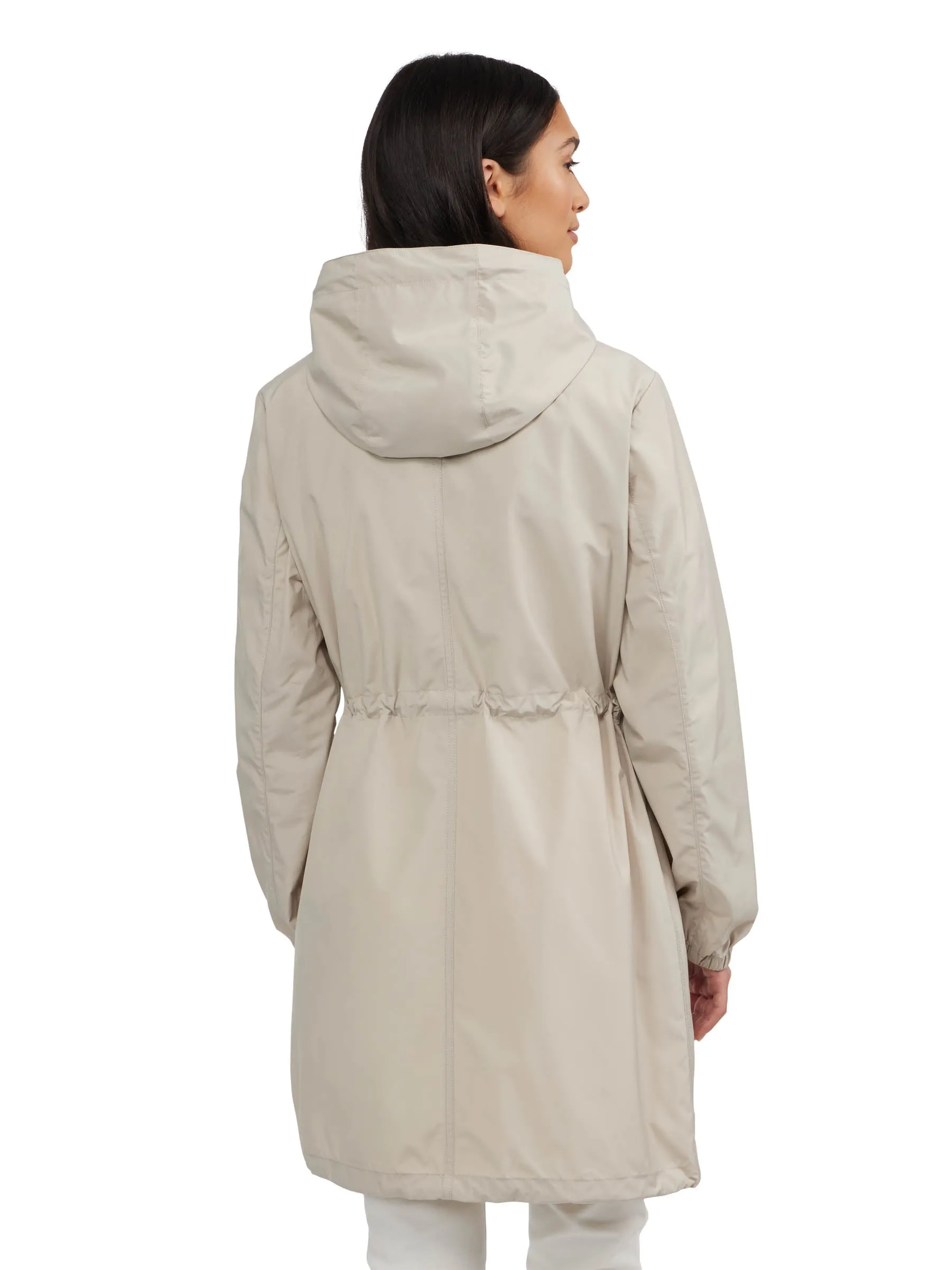 Esen Women's Long Packable Raincoat w/ Removable Hood