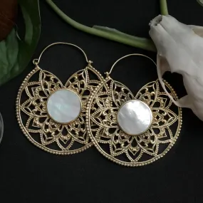 Golden Shell Mandala Hoops