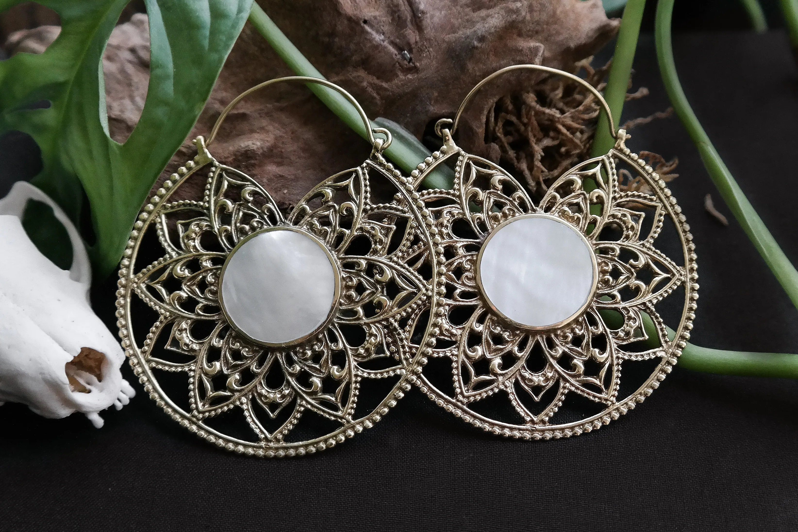 Golden Shell Mandala Hoops