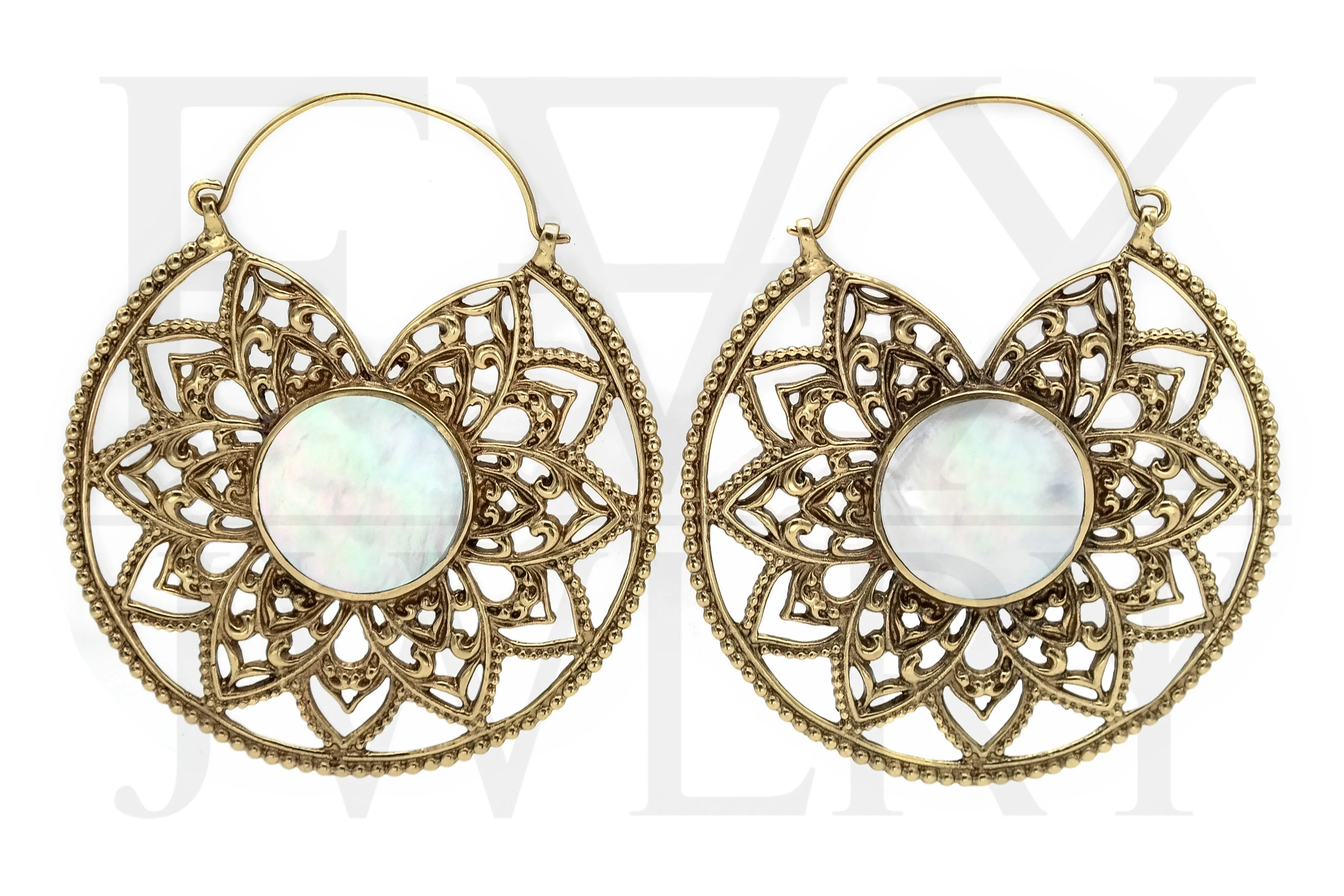 Golden Shell Mandala Hoops