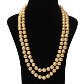 Imeora Double Line Knotted Golden Shell Pearl Necklace