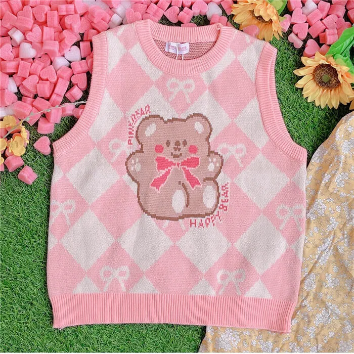 Japanese CUTE Cartoon Bear student versatile vest BY9022