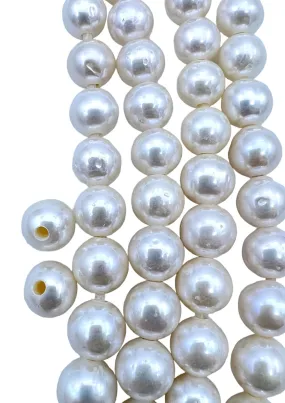 Large Hole Pearls, AAA  Quality 10mm White Fresh Water Pearls, Package of 3 Pearls