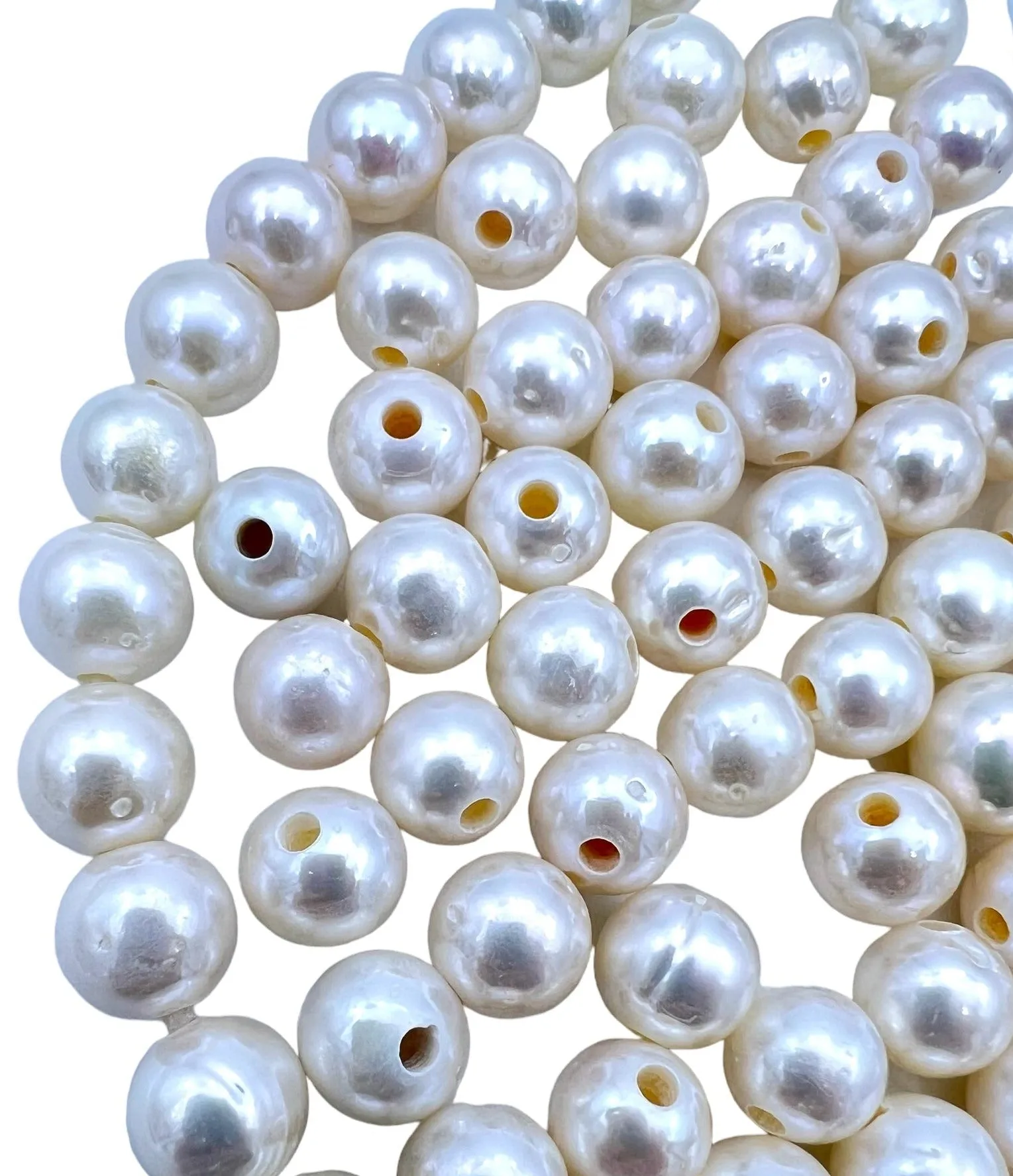 Large Hole Pearls, AAA  Quality 10mm White Fresh Water Pearls, Package of 3 Pearls