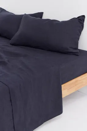 Linen Flat Sheet Midnight