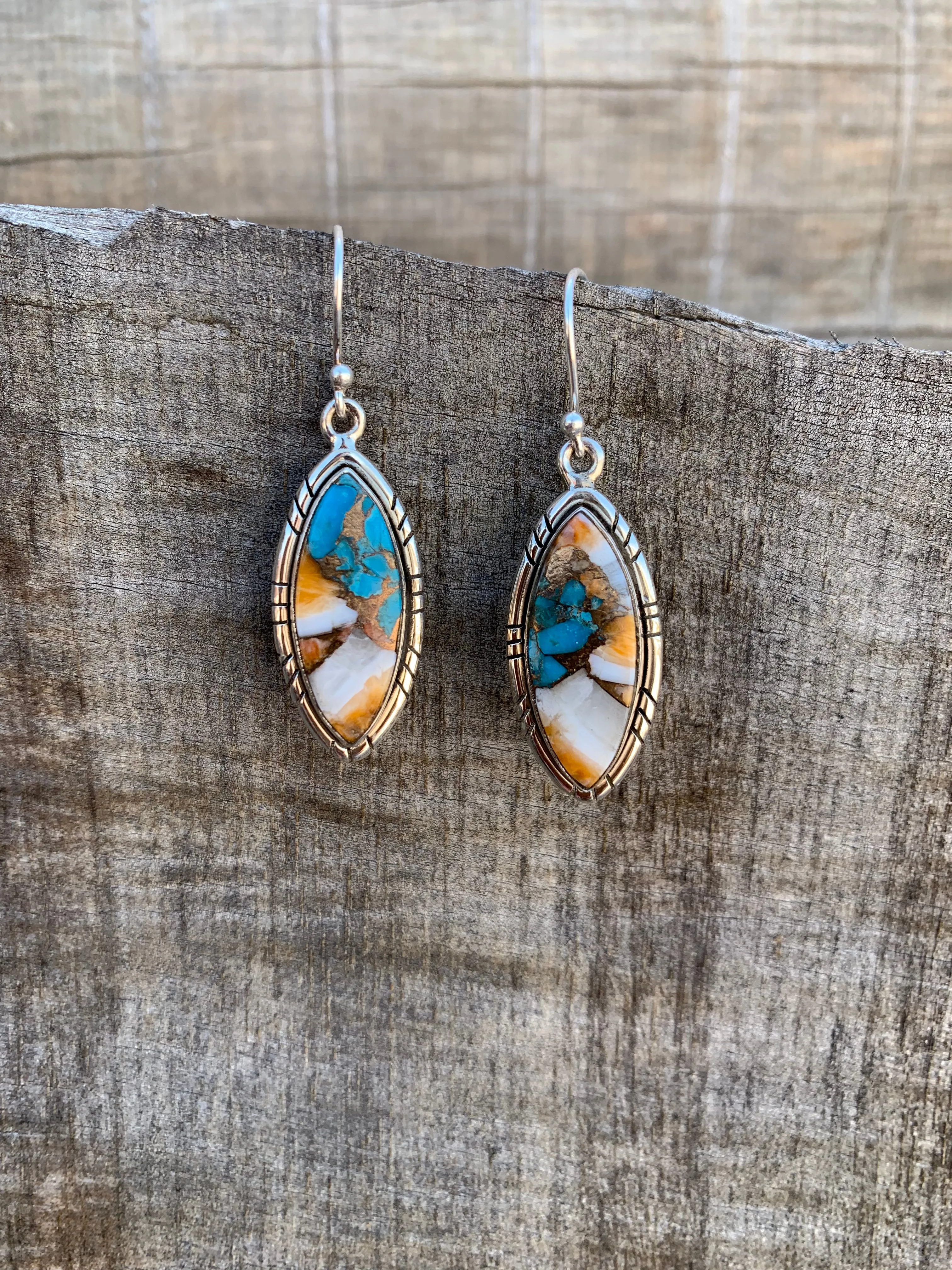 Marquise Spiny Oyster & Turquoise earrings