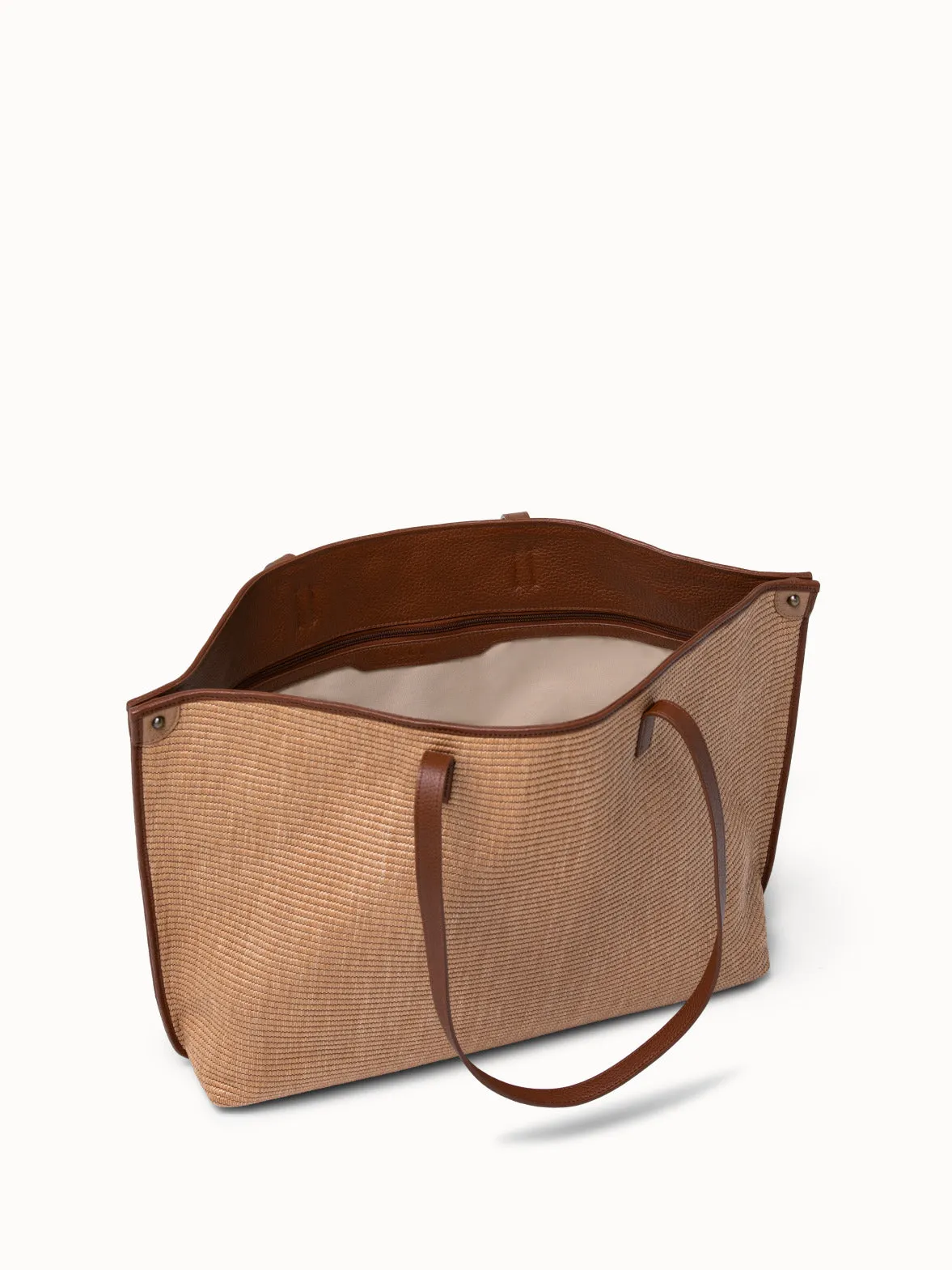 Medium Ai Shoulder Bag in Raffia with Leather Trim